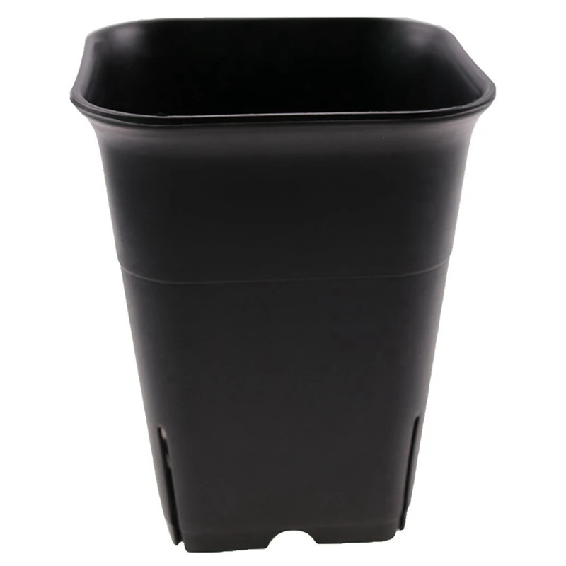 Imagem -03 - Pcs-pack Quadrado Preto Plástico Suculento Planta Vaso para Plantas Flores Cacto Etc. Preto Berçário Flower Pot 24