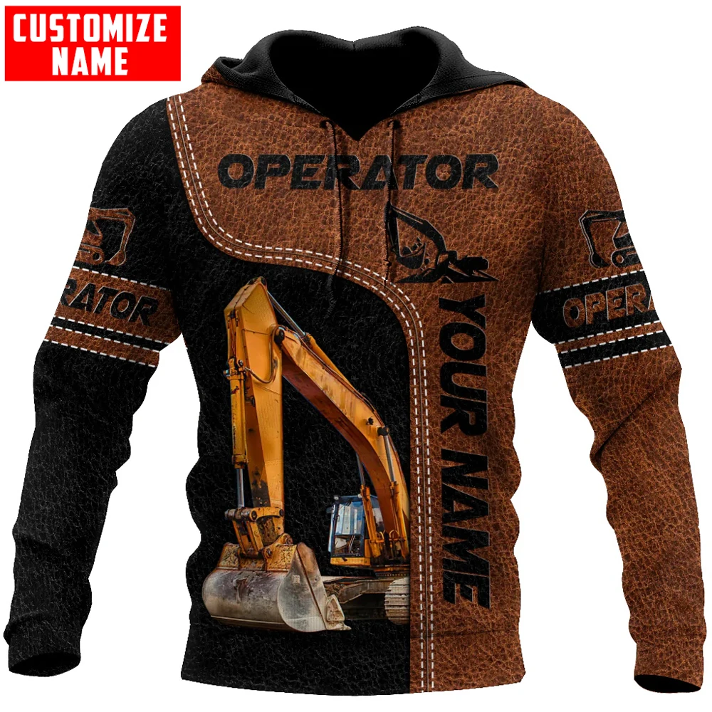 Personalized Name Excavator Operator 3D Printed Men Hoodie Unisex Hooded sweatshirt Streetwear Casual zipper hoodies DK507