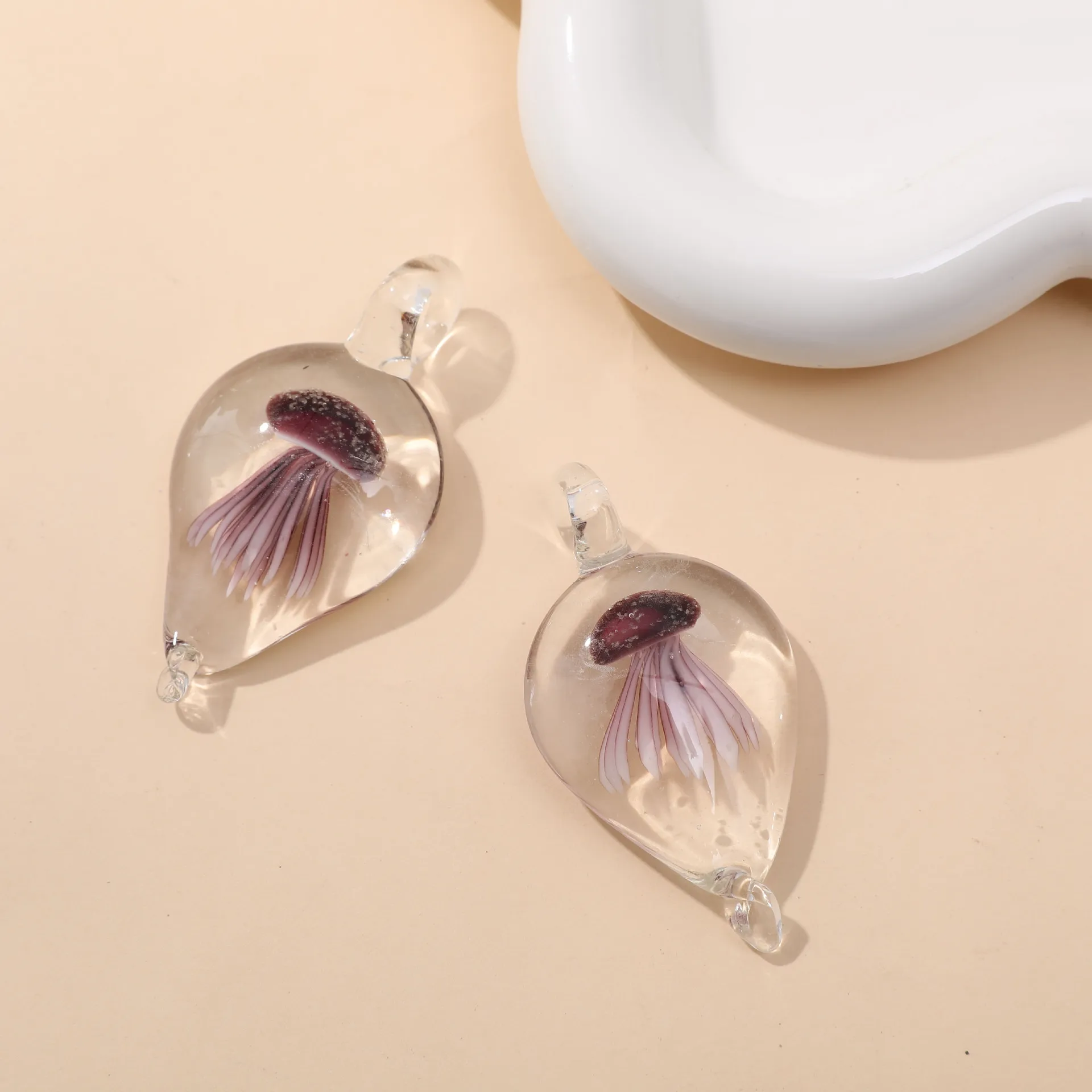 اليدوية زجاج مورانو قلادة قلادة قنديل البحر الشفاف للنساء مجوهرات زجاجية حفل زفاف فتاة يحب الهدايا