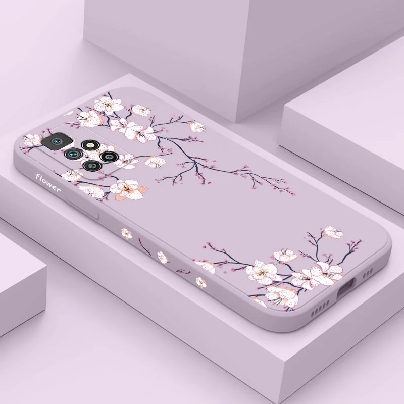 Plum Blossom Phone Case For Xiaomi Redmi 13C 12 12C 10 10C 10A 9 9T 9A 4G 5G Liquid Silicone Cover