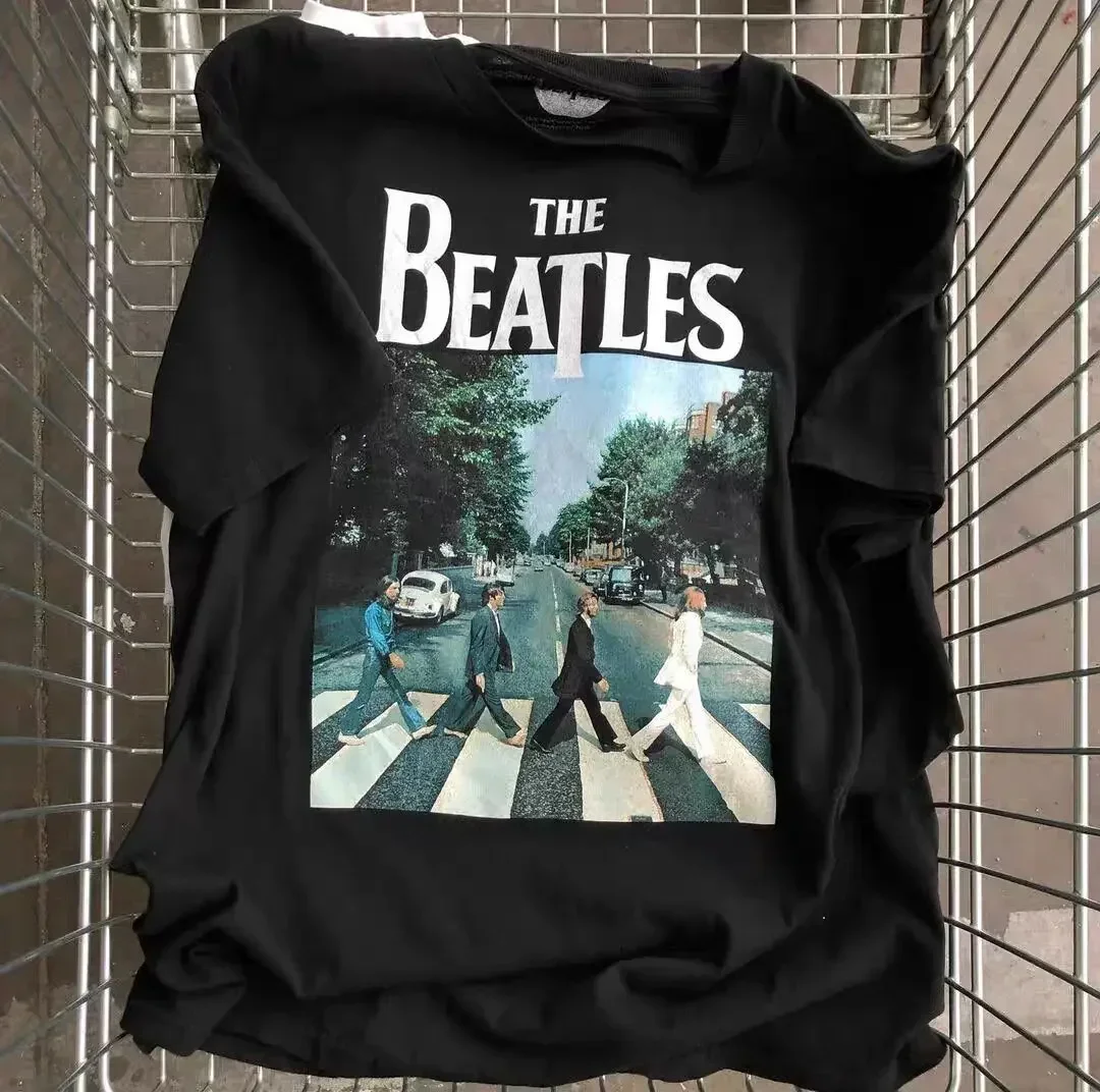 Vintage men's women's t-shirt The Beatle band high quality fashion 100% cotton summer 1969 classic print hip hop tees