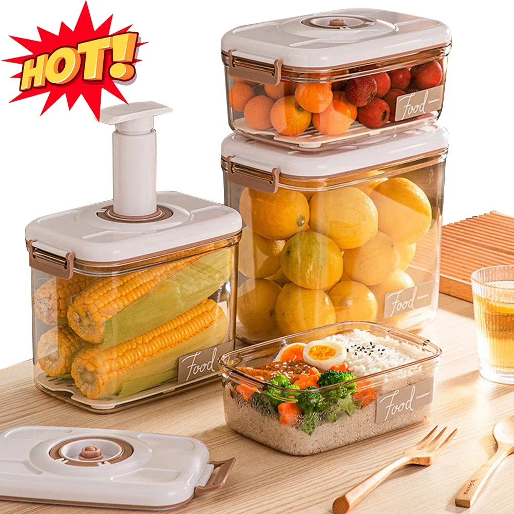 Food Vacuum Storage Box Sealed Fresh-Keeping Box Large Capacity Food Dispenser with Vacuum Pump Transparent Storage Container