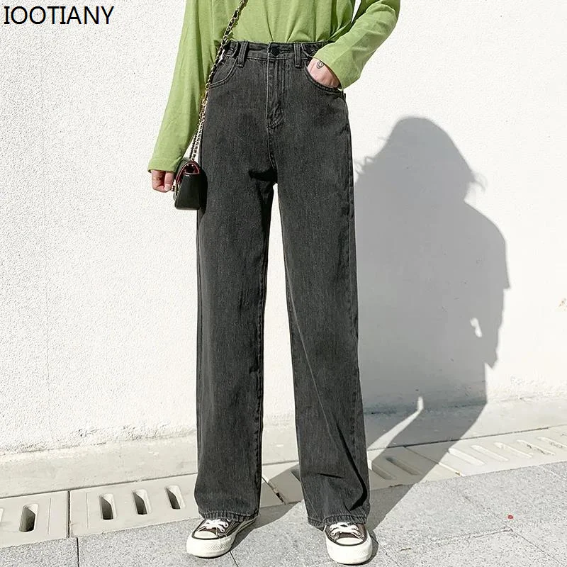 Spring Summer Loose Drape Straight Floor-mopping Pant Women High Waist Denim Jeans Wide Leg Denim Jeans Vintage Straight Pants