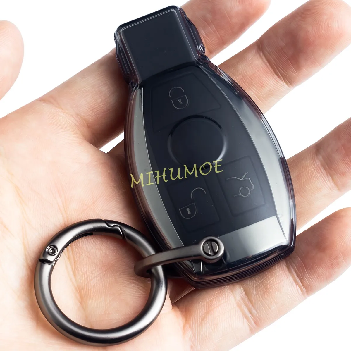 

For Mercedes Benz A B C E S G M V-Class CLA CLS GLA GLC GLE GLK GL/GLS SL SLK Black Transparent Key Fob Case Cover Keychain