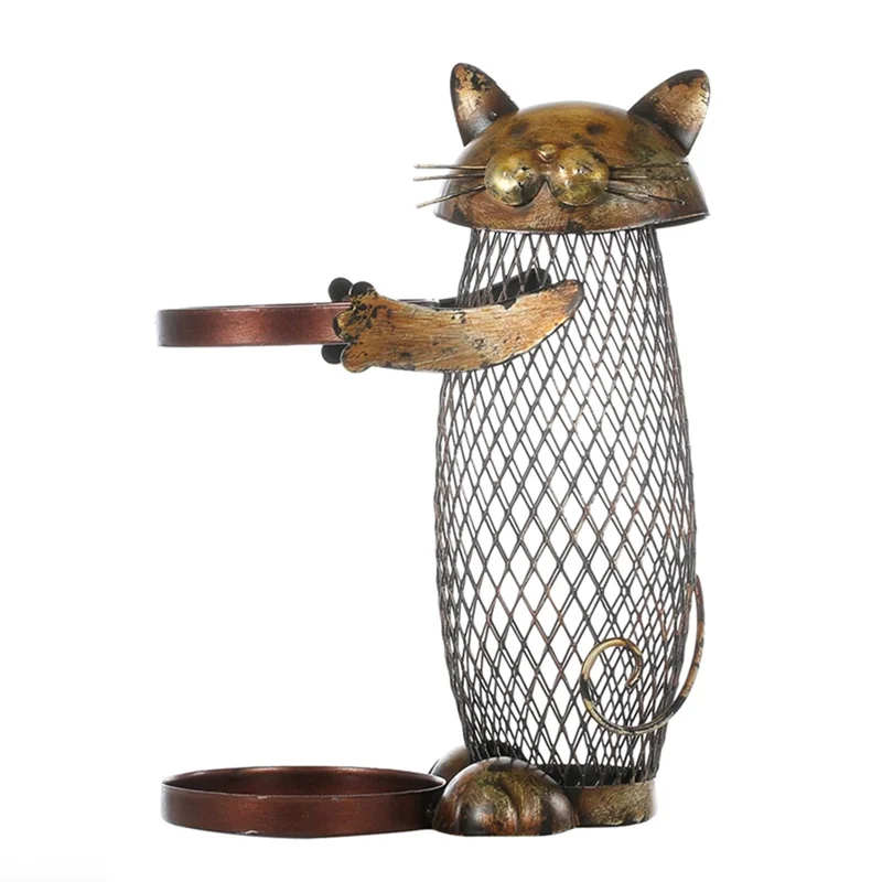 Kitten Rode Wijnrek Geldpot Opslag Woondecoratie Smeedijzeren Wijnrek Ambachtelijke Dierenwijnrek