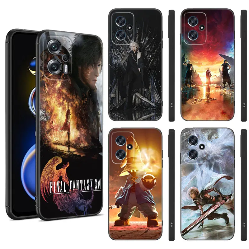 Game Final Fantasy Black Silicone Phone Case For Xiaomi POCO X3 X4 NFC F3 F4 GT F5 M3 M4 M6 X5 X6 Pro 5G C55 C65 M5