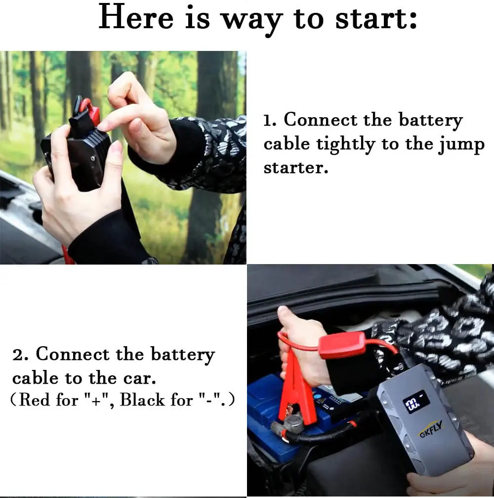 GKFLY 3000A Auto Starthilfe 12V Startgerät Power Bank Auto Batterie Booster Ladegerät Für Benzin Diesel Auto Starter – Detail 9