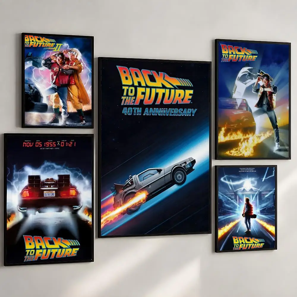 Movie Back to the Future DeLorean Marty Poster PP Wall Art Print Removable Water-Resistant Home Decor For Bedroom Apartment Gift