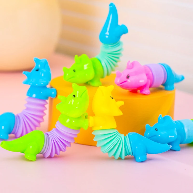 20Pc Colorful Telescopic Tube Transformation Dinosaur Stress Relief Toy for Kids Birthday Party Favors Wedding Guest Pinata Gift