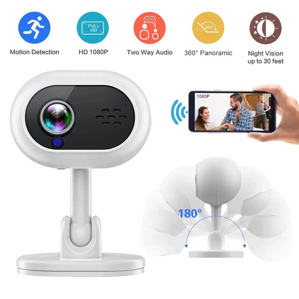 HD 1080P Wifi Mini Camera Wireless Home Two Way Audio Surveillance Camera Night Vision Recorder Real Time Alarm Baby Monitor