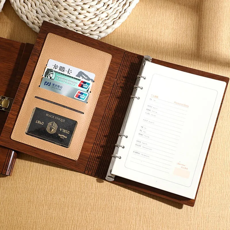 Imagem -06 - Criativo Estilo Chinês Vintage Agenda Jornal Livro a5 Loose-leaf Notepad Capa de Madeira Binder Notebook Escritório Papelaria Suprimentos