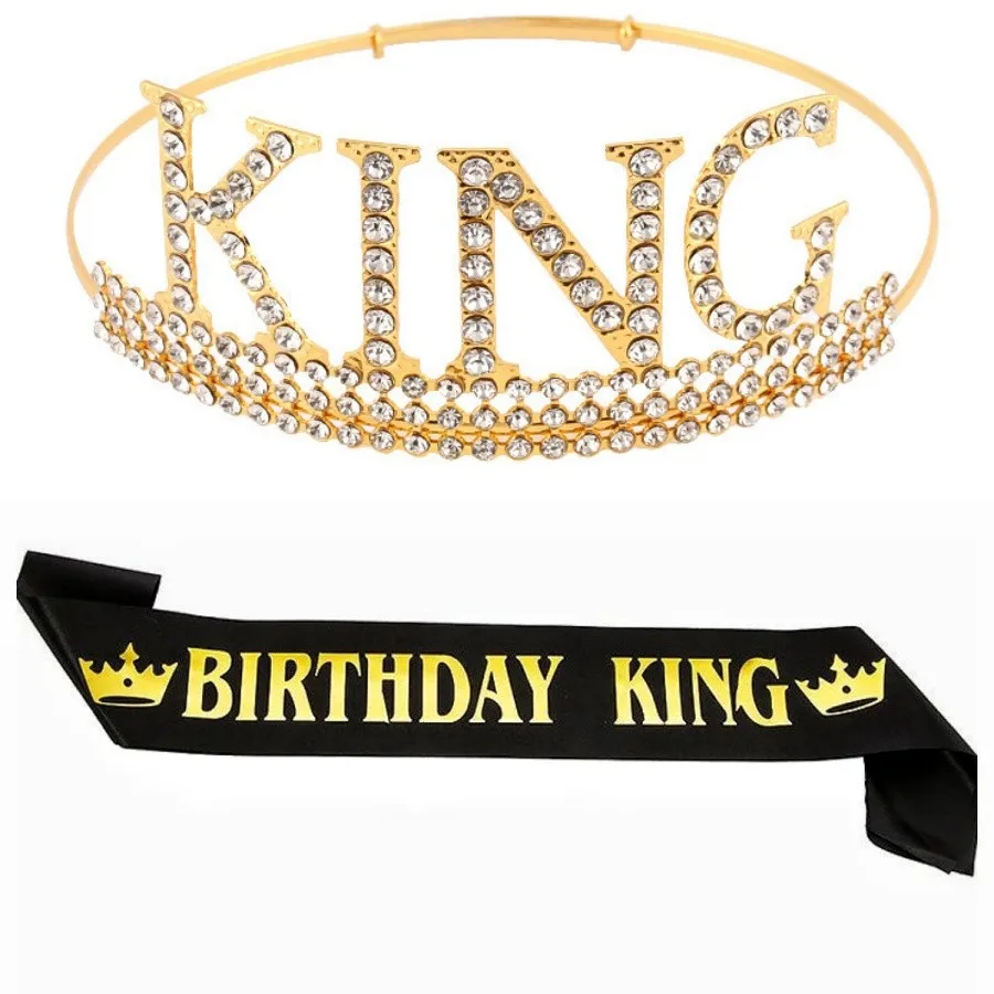 Men's Birthday Crown - Adjustable Size - Birthday King - Ribbon Set - Suitable for birthday parties - view 4