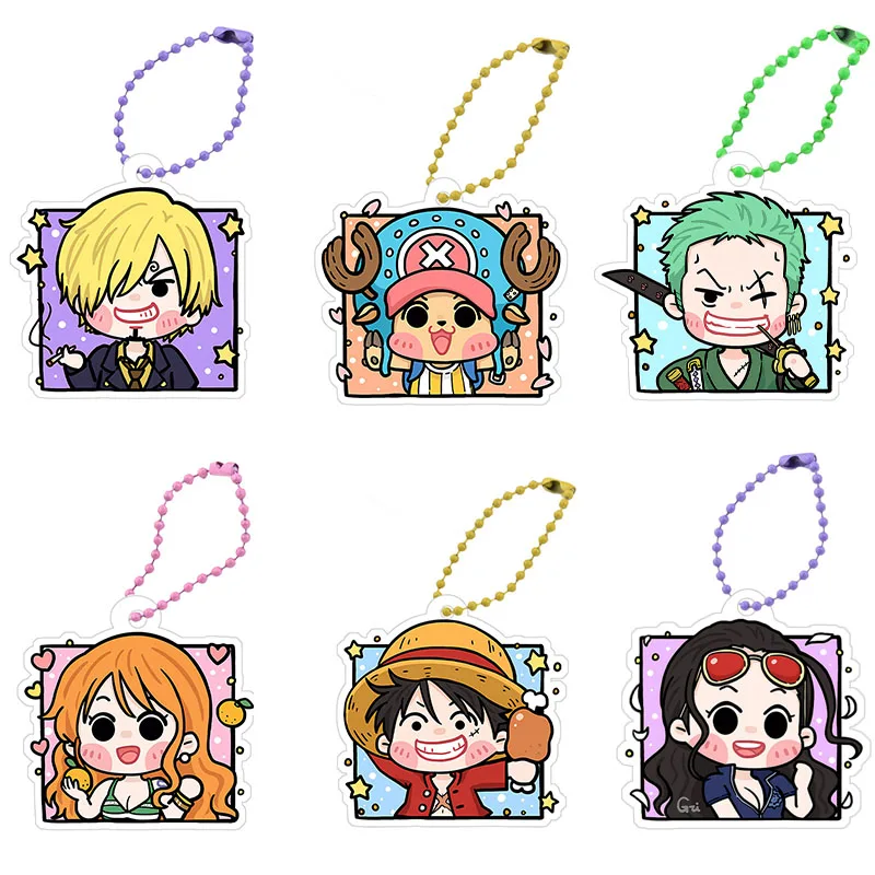 Anime Figure One Piece Sanji Nika Monkey D. Luffy Roronoa Zoro Yamato Eustass Kid Kaidou Law King Acrylic Keychain Bag Pendant