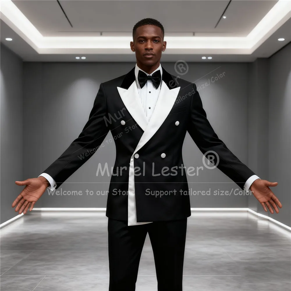 الذكور تصميم الأزياء دعوى الملابس للرجال مزدوجة الصدر سترة السراويل 2 قطعة زي أوم العريس مخصص الزفاف البدلات الرسمية