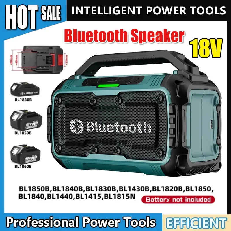

Для аккумулятора Makita 18В: Bluetooth-колонка с портом USB Type-C, водонепроницаемая, стерео, с объемным звучанием