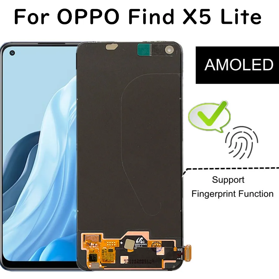 6.4  AMOLED For OPPO Find X5 Lite CPH2371 LCD Display Touch Screen Assembly Replacement Accessory