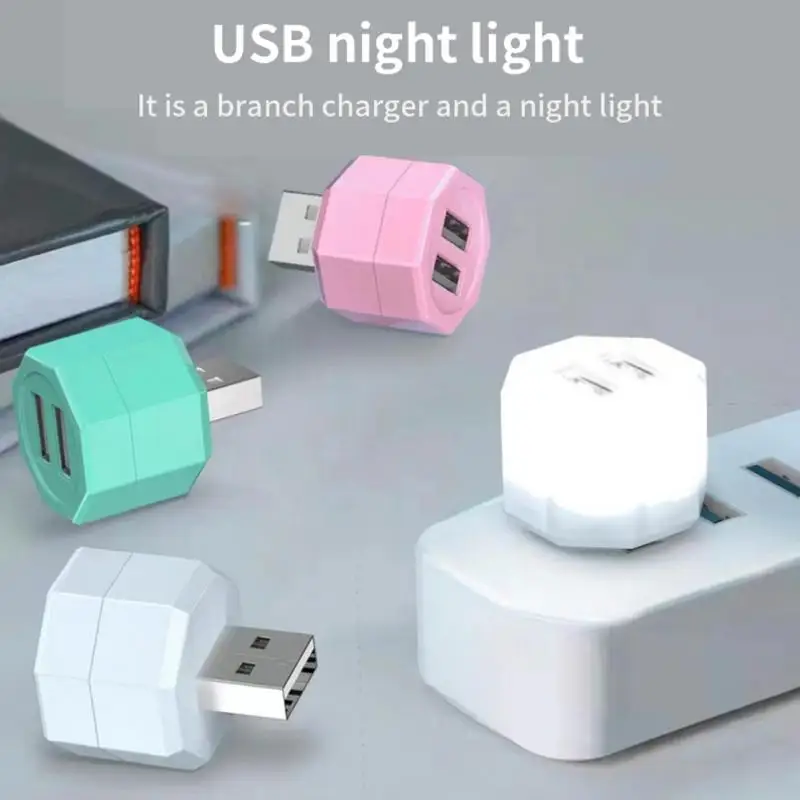 USB Plug LED Mini Night Light, Proteção para os olhos, Computador Mobile Power, Lâmpada de carregamento, Leitura, Livro, Iluminação