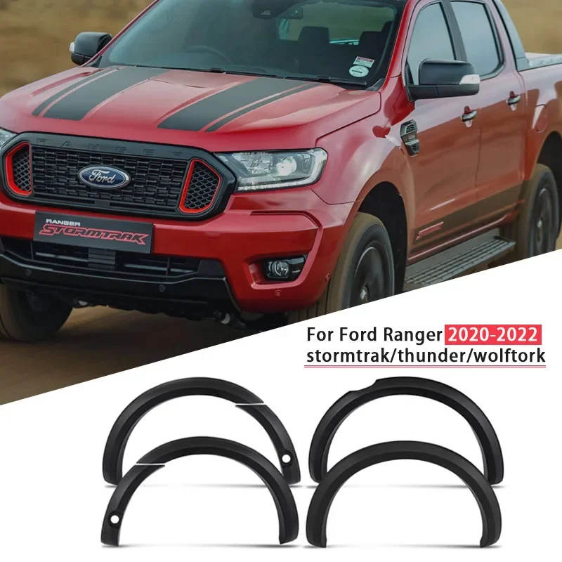 4'' ABS Slim Fender Flares Kit Wide Wheel Arch For Ford Ranger Stormtrak Thunder Wolftrak 2019-2022 Matte Black 4X4 Accessories