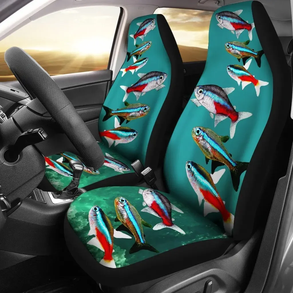 Juego de fundas para asientos de coche con estampado de pez Tetra neón, 2 piezas, funda para asiento de accesorios para coche