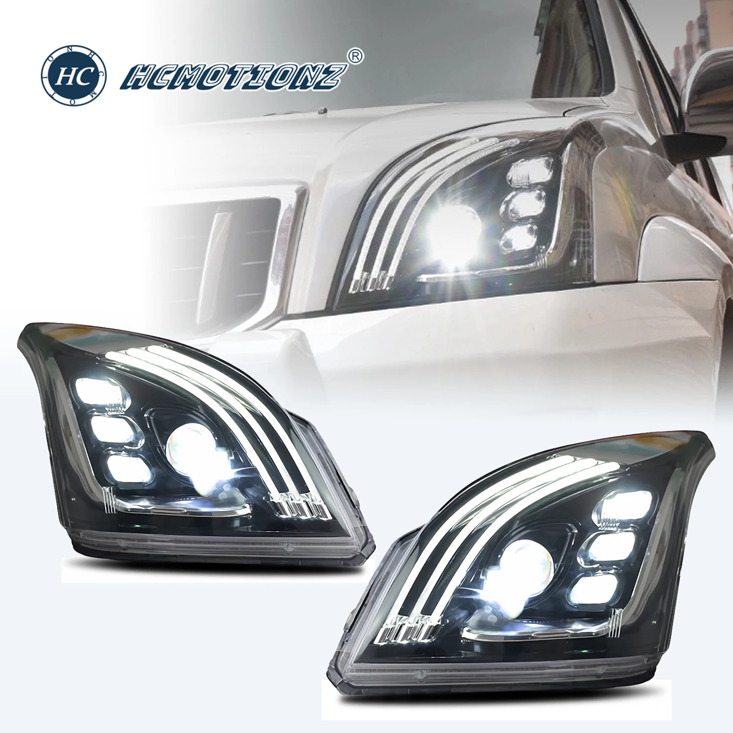 

HCMOTIONZ Head Lights for Toyota Land Cruiser Prado Fj120 2003-2009 3th Gen Full LED Car Front Lamps Assembly