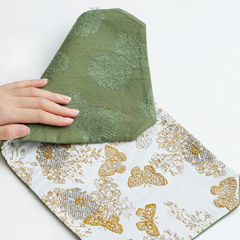 Golden Jacquard Double Sided Tea Mat Ins Style Chinese Zen Tablecloth Tea Tray Pad Dry Brew Tea Mat