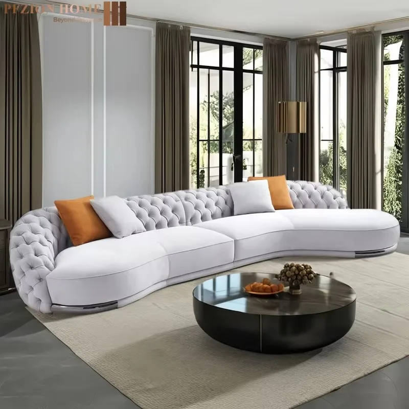 High-end modern style leather modular combination Italian designer sofa expandable irregular living room