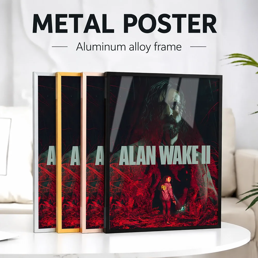 Alan Wake II Game Framed Metal Print Customized Photo Immersive Adventure Style Wall Art For Bedroom And Study Collector Gift