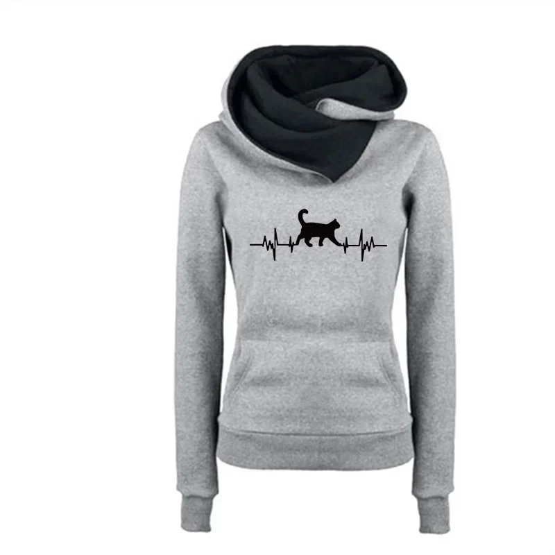 Heißer Verkauf Damen Sweatshirts Herbst Winter Sport Qualität Mode Vielseitige Hoodies Drucken Doppel Kragen Pullover Täglich Im Freien