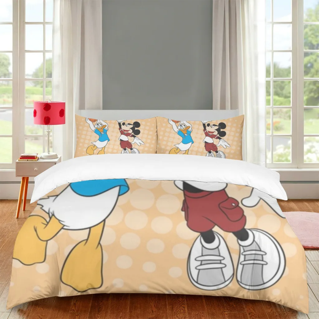 Disney Mickey Minnie Mouse Bed Sheets Set  Comforter Quilt Cover Duvets Double Bedding