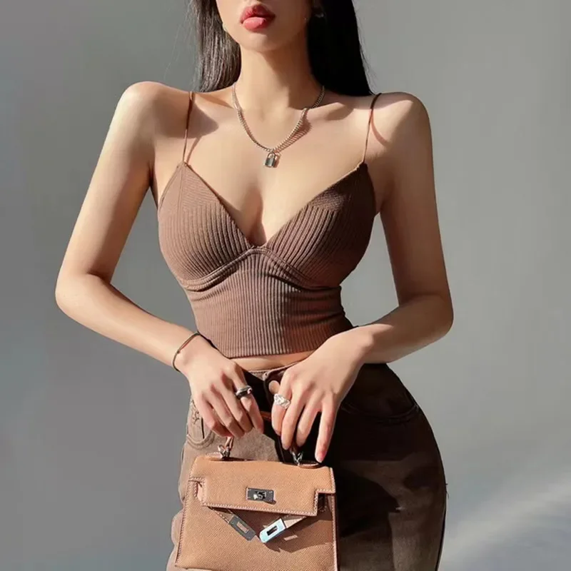 Women Crop Top Halter Slim Tops Summer Sexy Camis Backless Camisole Fashion Casual Tube Top Female Sleeveless Cropped Vest