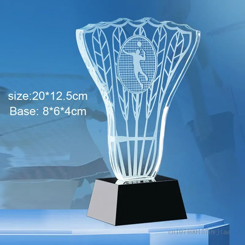Customized Resin Crystal Trophy for Badminton Competition, Creative Sports Style Annual Meeting Honor Award Home Decoration, 1Pc
