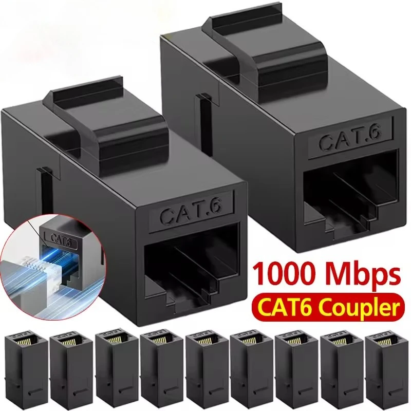 RJ45 Cat6 Keystone Coupler Internet CAT 6 6a Extender Plug Adapter Network Ethernet Dual Straight Head Lan Cable Connectors