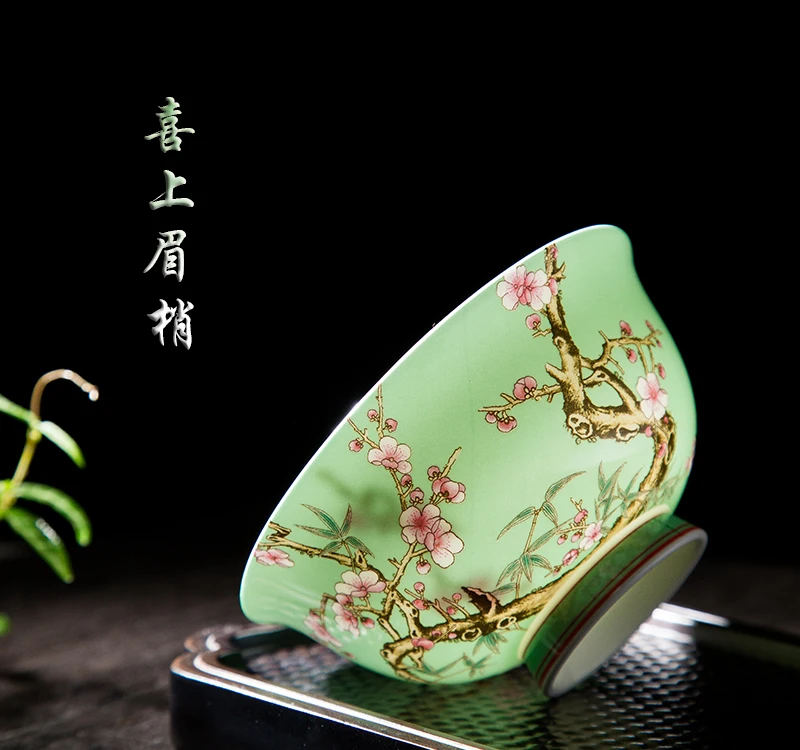 

Enamel Single Bowl Chinese Style Retro Flower Bird Pattern Bowl Jingdezhen Fine Bone China Ceramic Tableware