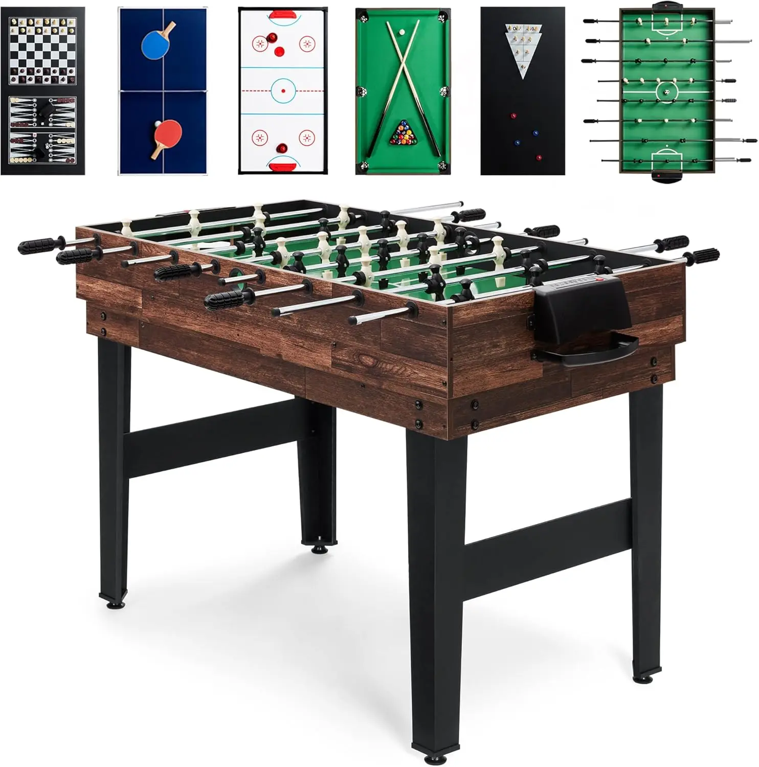 2x4ft 10-in-1 Combo Game Table Set for Home, Game Room, Friends & Family w/Hockey,  Chess, Checkers, Bowling, and Backgammon