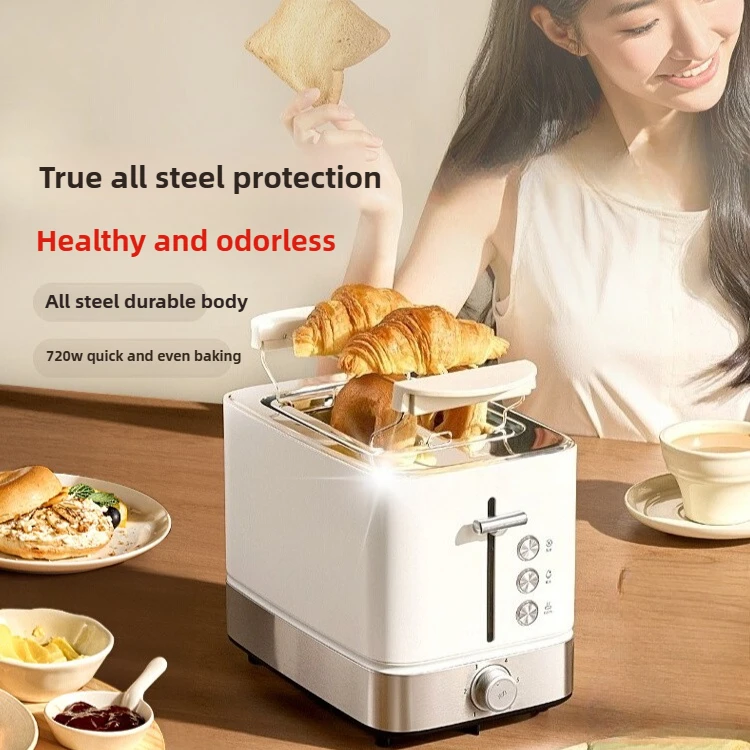 

Stainless Steel Toaster & Sandwich Maker,6 Adjustable Browning Levels,38mm Wide Slot, Automatic Breakfast Bread Toaster for Home