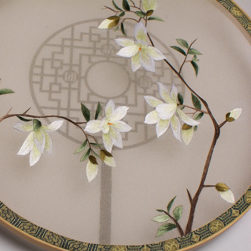 سوتشو مروحة التطريز النمط القديم مجموعة التطريز مروحة التطريز على الوجهين الملابس القديمة قصر هانفو مروحة تاس رائعة #3