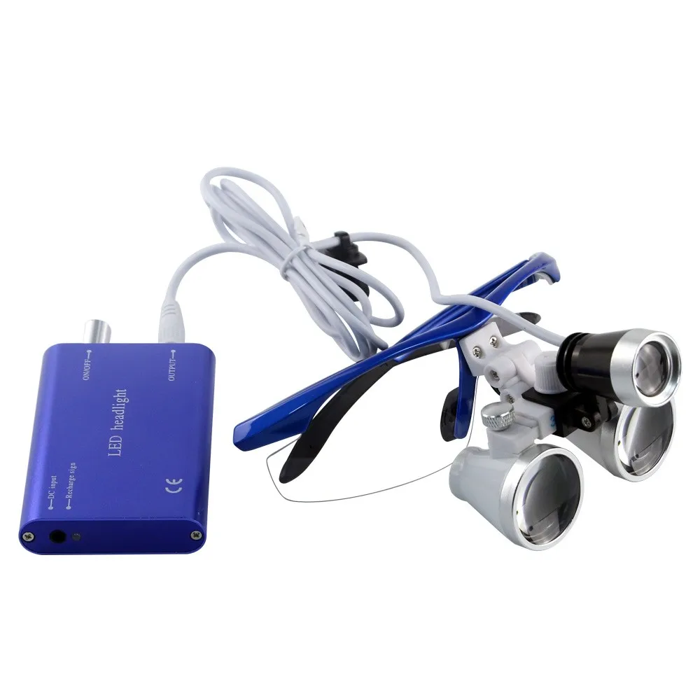 Dental Loupes 2.5 3.5x420 Medical Loupe Magnifier Magnification Binocular 3W Headlight Headlamp Cloth Case 4 Colors