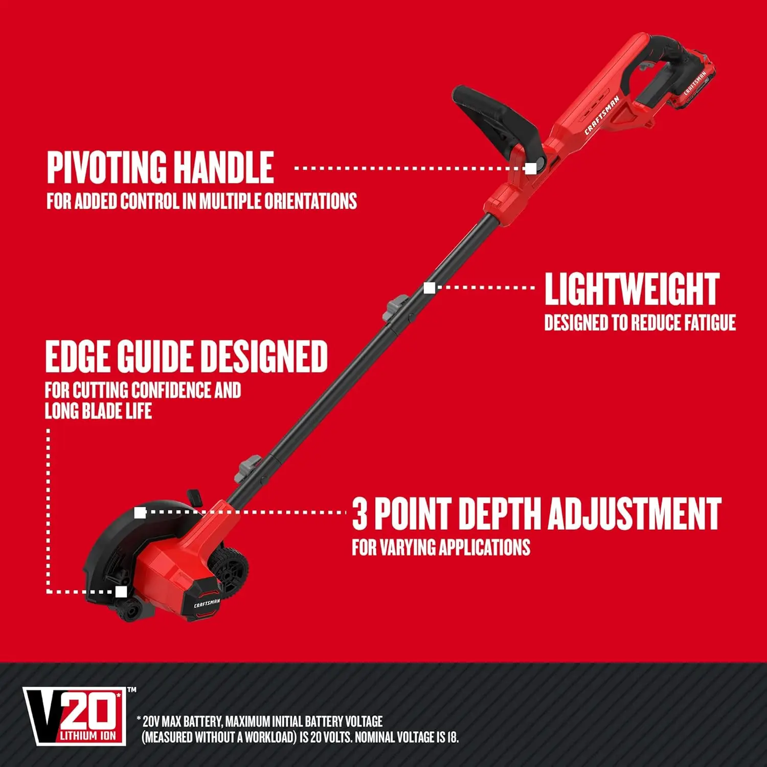 20V MAX Edger Lawn Tool, Cordless Lawn Edger with Battery & Charger Included (CMCED400D1)