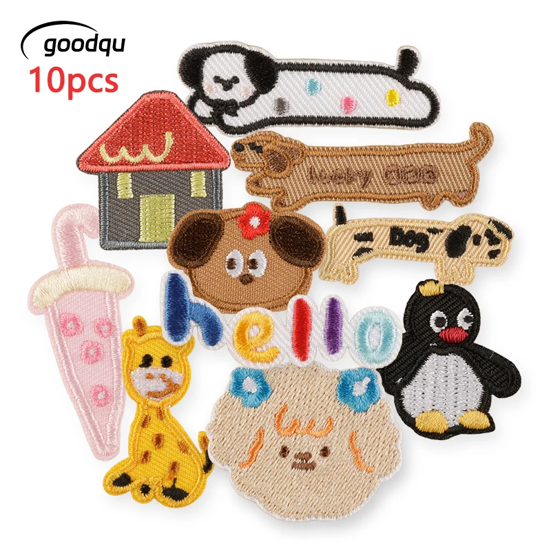 10 Stück Anime-Aufkleber, Aufnäher für Kleidung, zum Aufbügeln, viele gestickte Aufnäher zum Nähen, DIY, für Kinderjacken, Tiere, selbstklebende Stoffe – Detail 1