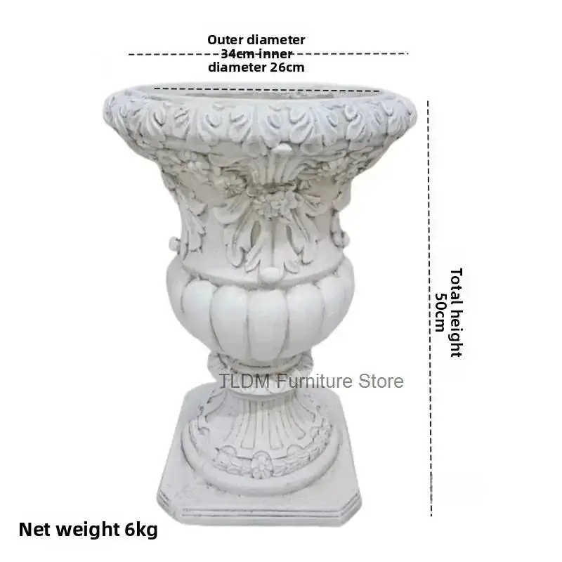 European Style Relief Flower Pots High-end Balcony Garden Large Roman Flower Pots Villa Retro Statues Sculptures Home Decoration