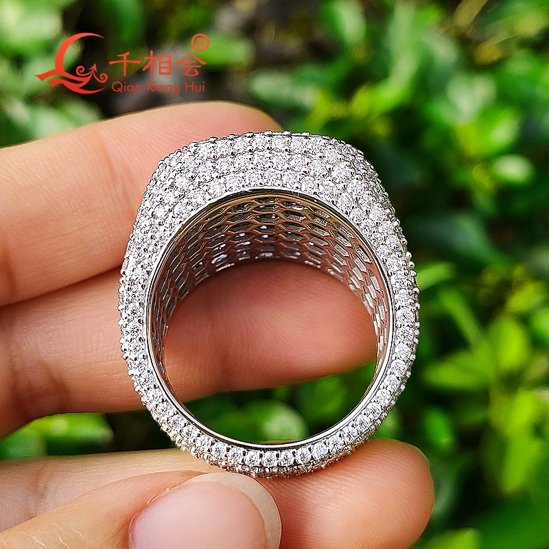 Imagem -03 - Anel Redondo de Diamantes Brilhantes para Homens e Mulheres Moissanite Completo Real Anel de Noivado Jóias de Casamento Prata Esterlina 925 Masculino