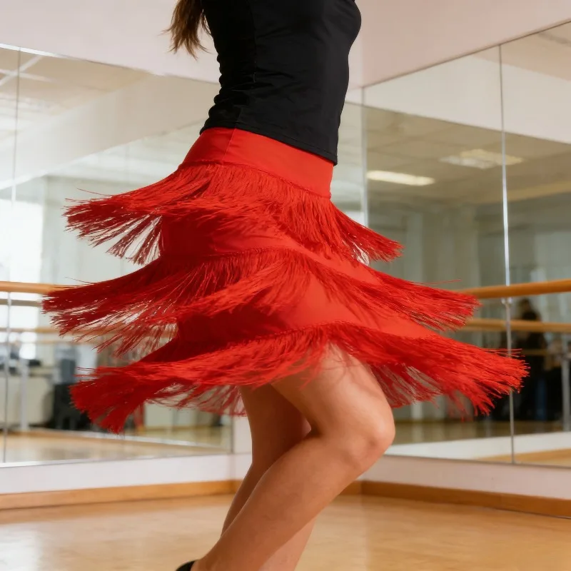 Falda Midi con Flecos para Baile Latino, Sexy, para Fiesta o Actuación, para Mujer, Nueva Colección 2026