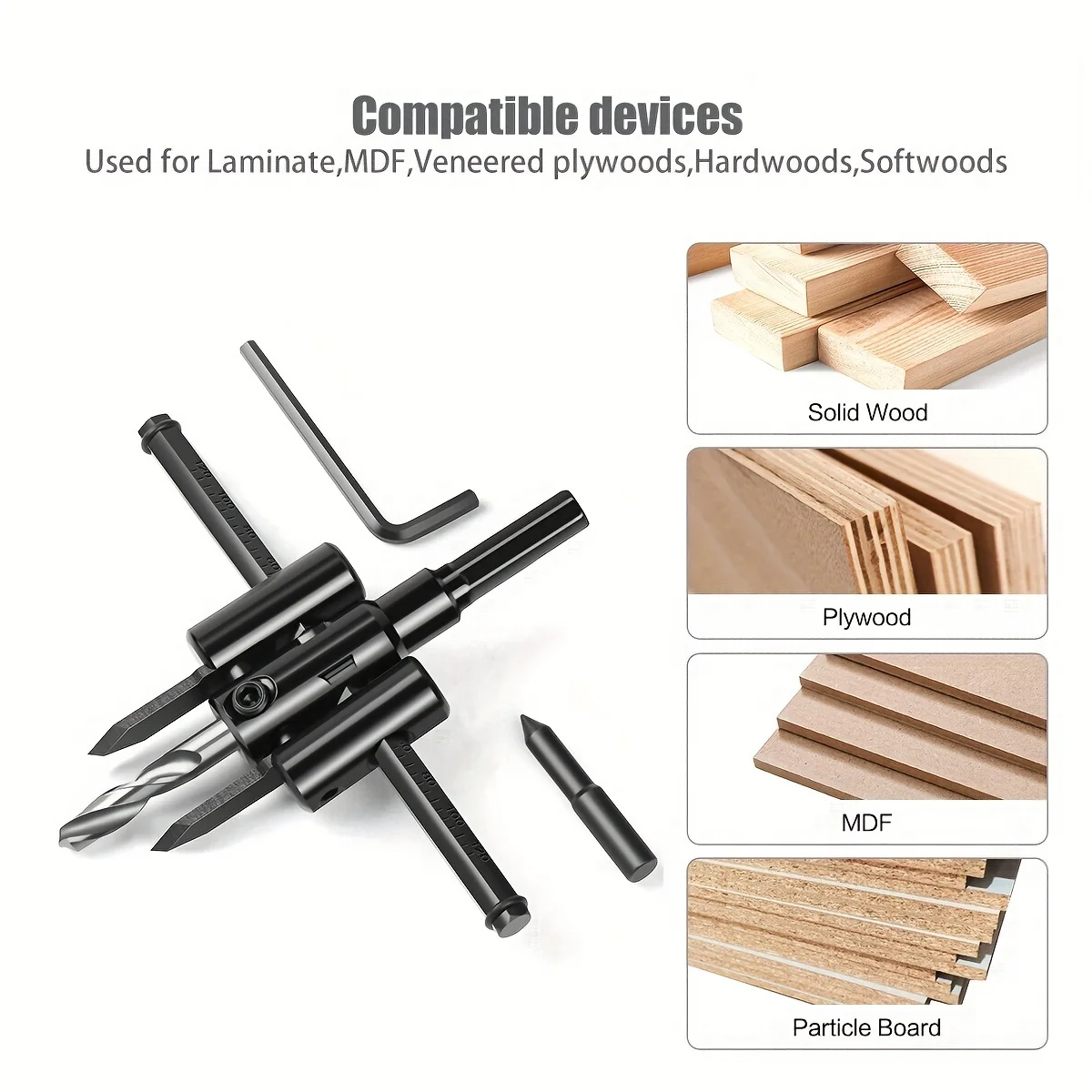 30-120/200/300mm Adjustable Circle Hole Cutter Wood Drywall Drill Bit Saw Round Cutting Blade Aircraft Type DIY Tool view 6