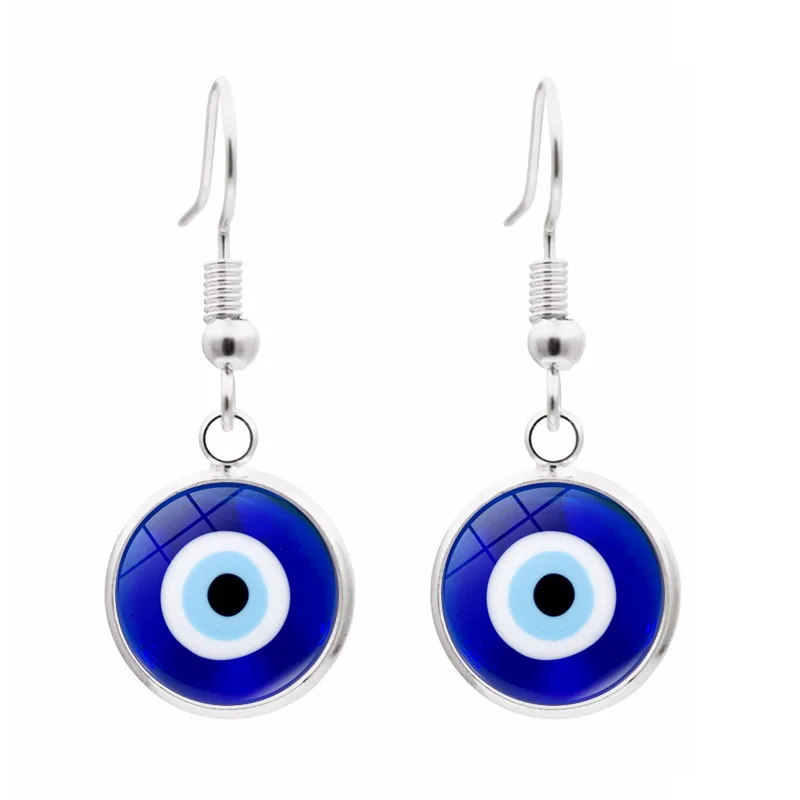 Spiritual Protection Round White Pink Blue  Evil Eye Leverback Drop Earrings For Women Teen Murano Glass Turkey