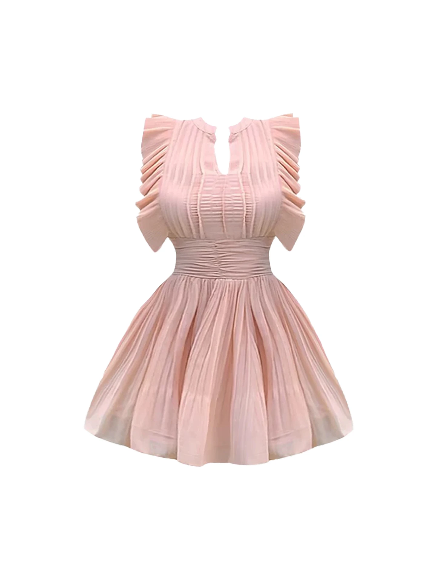 HEZA Sweet Young Pink Lace Trim Dr Women's Summer High Waist A-Line ort Skirt Gentle Sle plus Size Soft Chiffon Dr