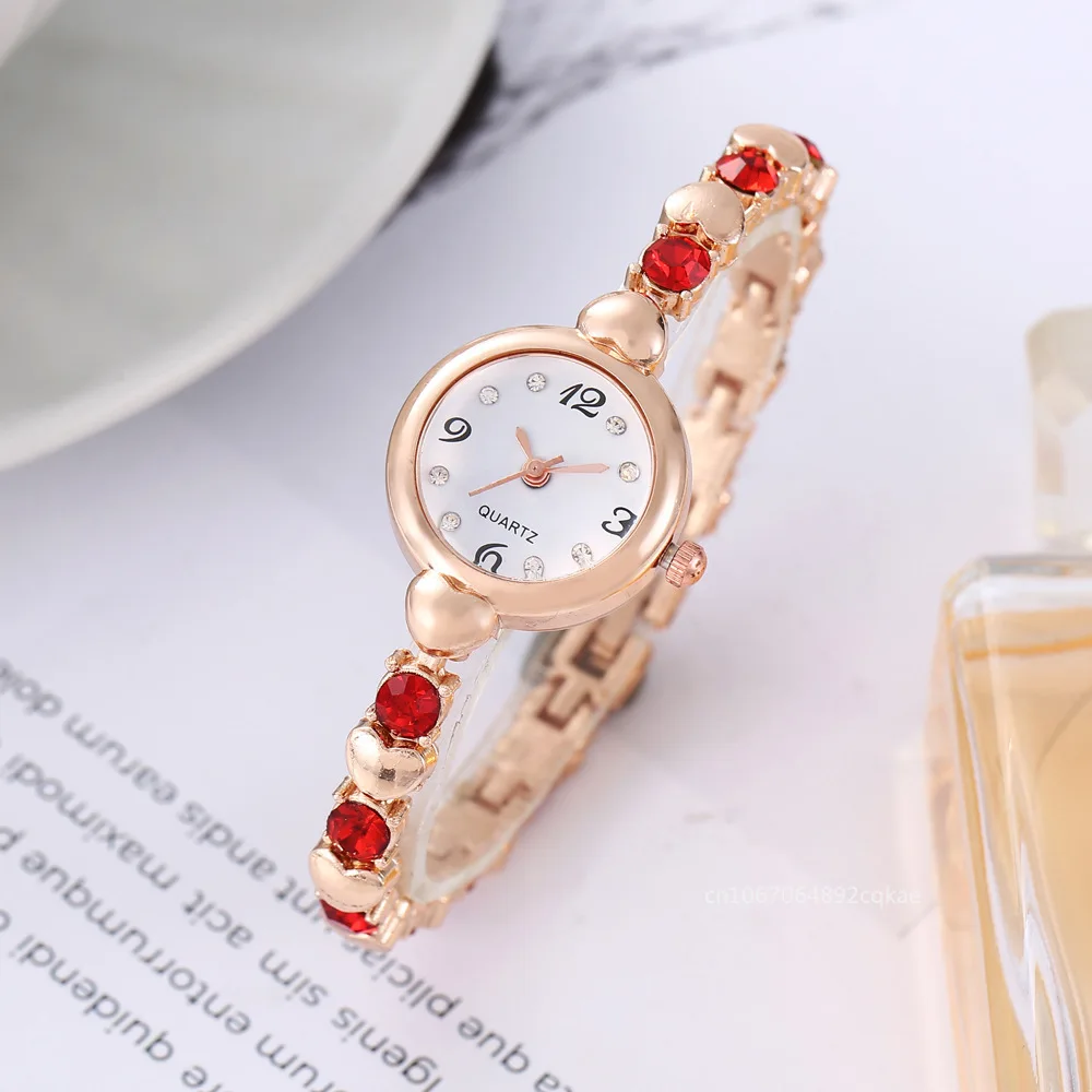 Elegant Watch for Women Quartz Watches Gold Sliver Metal Band Ladies Reloj Female Bracelet Rhinestone Mini Dial Wristwatch