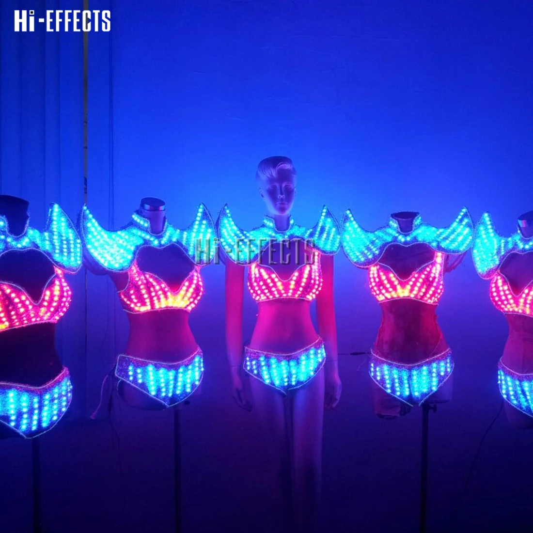 LED glowing Women dress luminous lady robot costume color change women sexy bra clothes for party DJ nightclub stage wear show