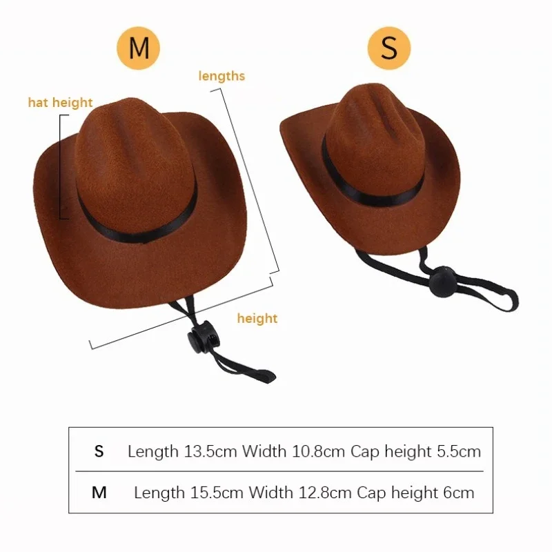 Dog Cat Hat Cosplay Western Cowboy Hat High Quality Fabric Neck Circumference Adjustable Inside Smooth Wear Comfortable Pet Hat