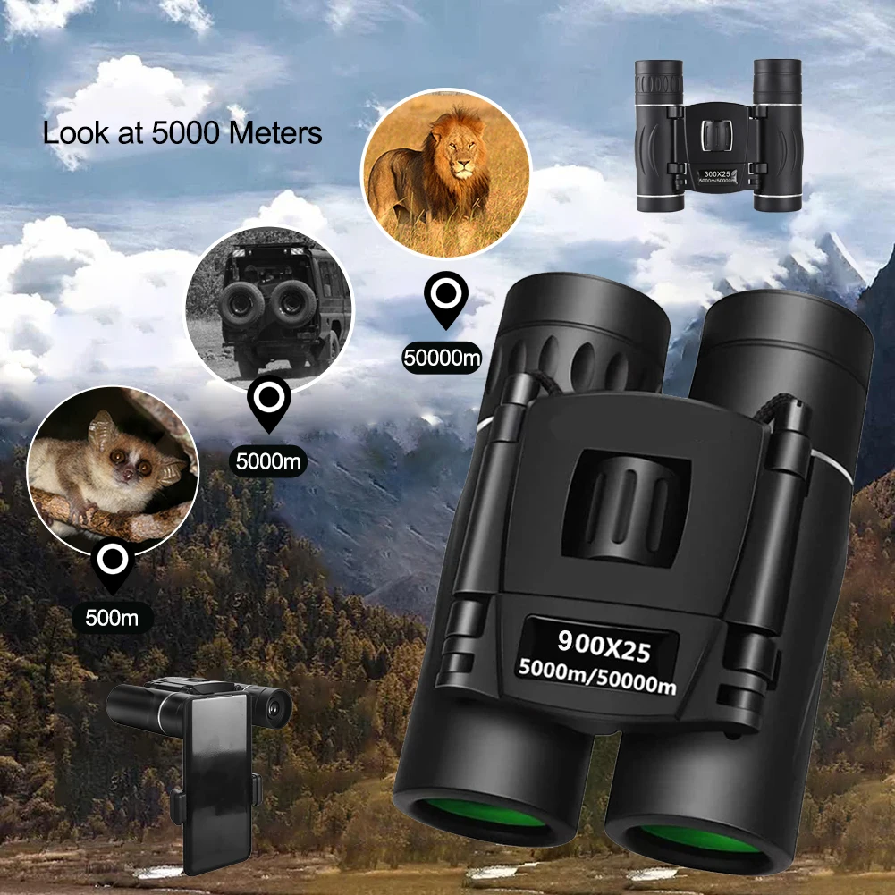 Binocolo 900x25 telescopio IPX4 impermeabile Bak4 prisma supporto opzionale per birdwatching campeggio concerto guardare la caccia