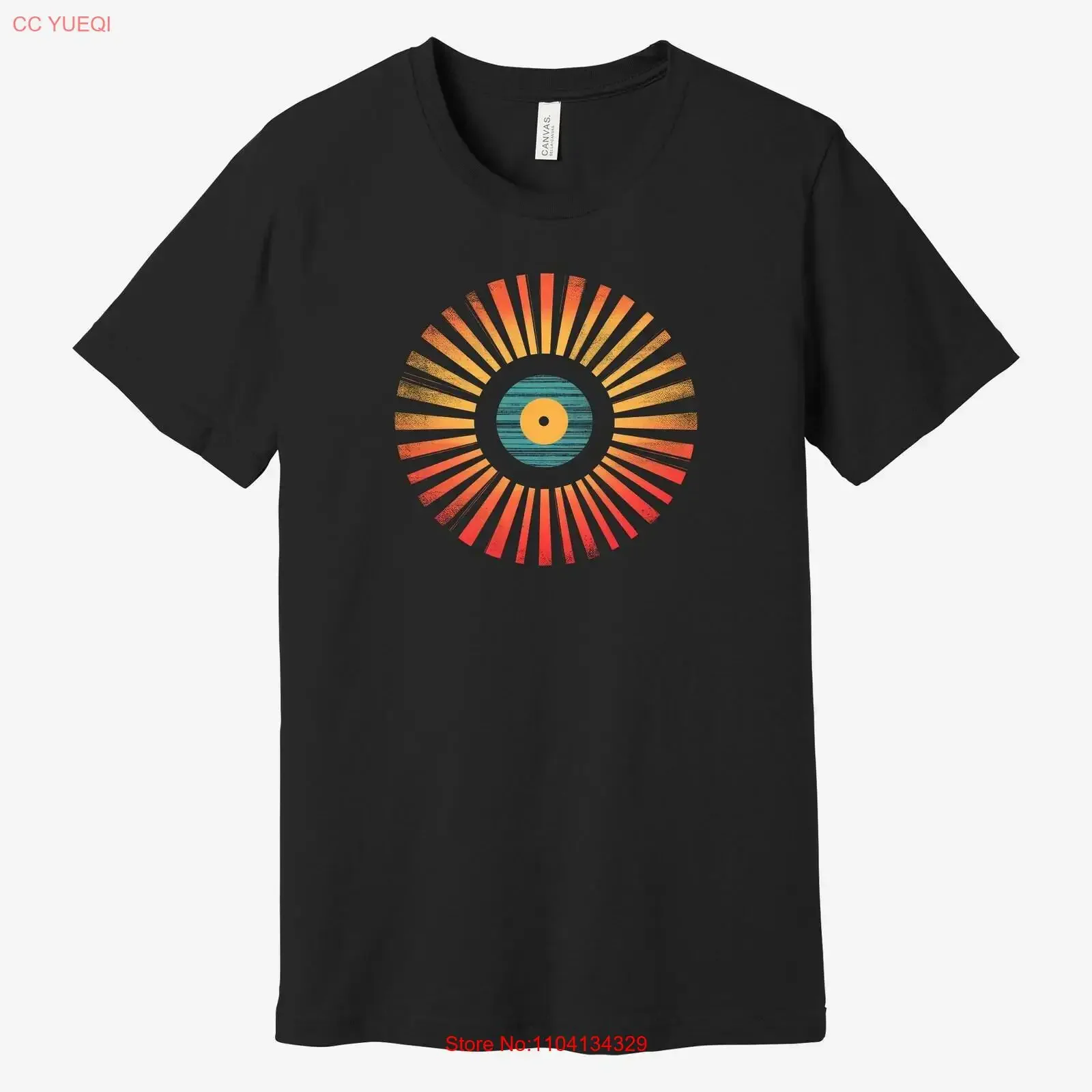 Vinyl Record T Shirt Retro Sunburst Music Vintage Player for Lovers DJs Analog Fans vintage Washed homme Top For Everyday Wear